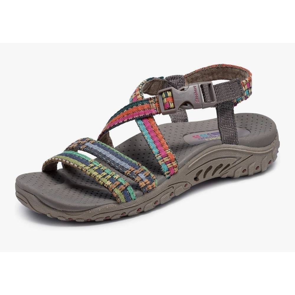 Skechers womens Reggae - Sew Me - Boho Woven Strappy Slingback 8.5 Women's
